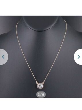 Delicate Gold Bezel Solitaire Pendant Necklace with 3.94 CT Lab Diamond